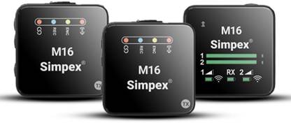Simpex M16 Professional Wireless Mic with Dual Transmitter & Charging Case Camera Microphone