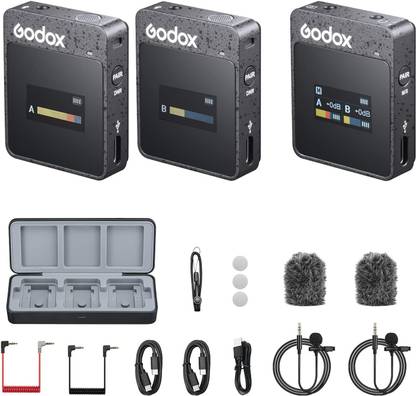 GODOX MoveLink M2 II Wireless Microphone System 2TX + 1RX + Case Noise Cancelling Mic Camera Microphone