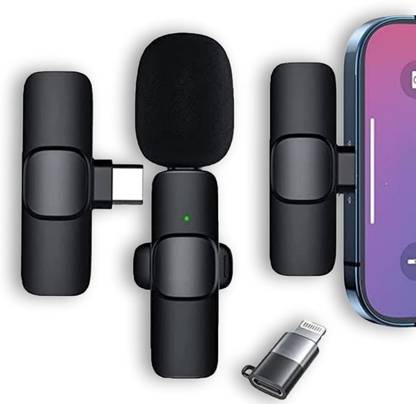 Pyrros K8 Wireless Microphone, Digital Mini Portable Recording Clip Mic with Receiver Camera Microphone