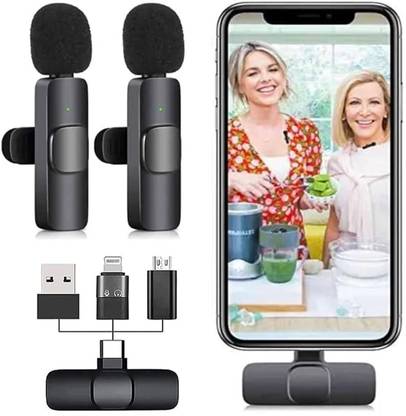 RelElseTech K9 Wireless Clip-On Microphone for iOS, Android & Camera – Noise Cancelling Camera Microphone