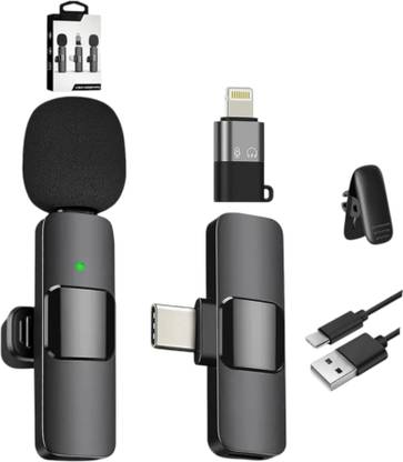 BfsTeckt K8 Wireless Plug and Play Type C Coller Mic Supported Android/IOS Camera Microphone