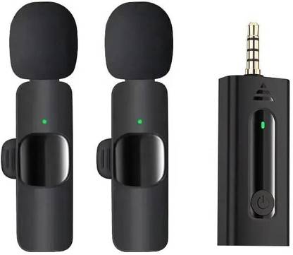 RelElseTech K35 /K9 3.5mm AUX Dual Mic with Receiver for DSLR, Live, Vlog, YouTube, Speaker Camera Microphone