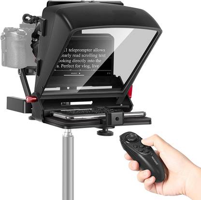 LEQTRONIQ X1 Mini Teleprompter, 8" Portable Teleprompter with Remote Control For iPad Tablet Smartphone DSLR Cameras App Camera Rig