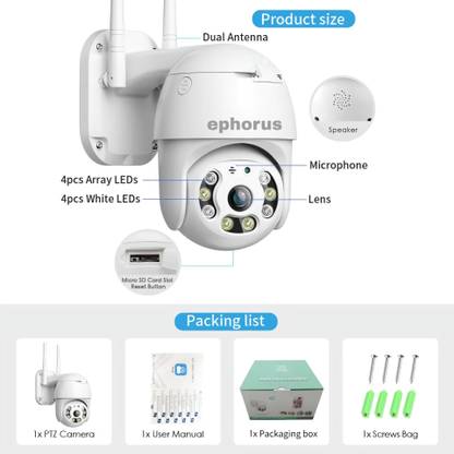ephorus PTZ camera outdoor and indoor waterproof cemara night vision wireless camera 360° IP Camera Camera