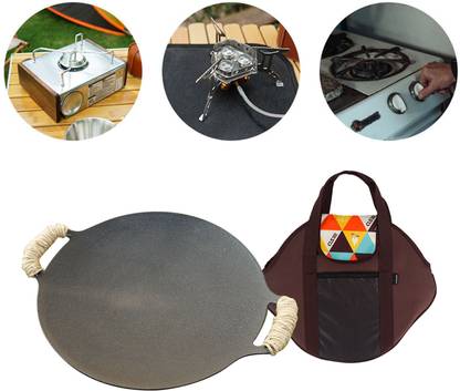 Lyla Korean Grill Pan Skillet Nonstick Tray for Camping BBQ Grill Pan twine bag Cookware Set