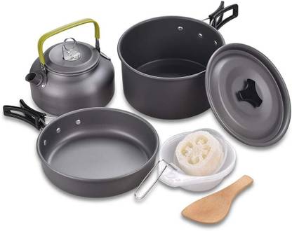 Linist Camping Cookware Mess Kit, Lightweight Hiking Cookware Set with Mesh Bag Cam