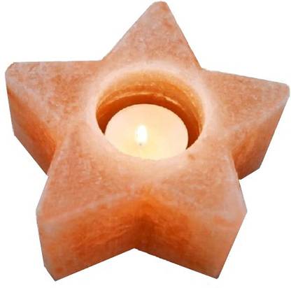 AuM Himalayan Rock Salt Star Shape Tea Light Candle Holder for Home Decor Marble 1 - Cup Tealight Holder