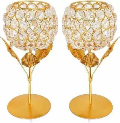 jn crafts Candle Holder Gift Boxes candle stand gift items for wedding Iron, Gold Plated Candle Holder Set