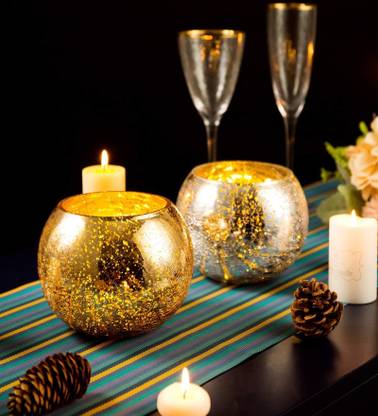 VoiDrop Glass Candle Holder, Bedroom Living Room Lighting Tea Light Candle Holder Glass 2 - Cup Tealight Holder Set