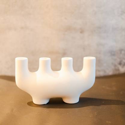 ArteCasa Mud White Creative Candle Stand 4-Pillar Design Decorative Table Centrepiece Porcelain 4 - Cup Candle Holder
