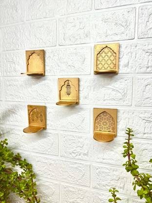 d phoenix Wall Hanging Diya Multi Design Wooden 10 - Cup Candle Holder Set