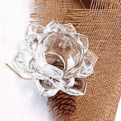 DIYAAN ENT Fengshui Crystal Lotus Flower 5 Inch Tealight Candle Holder, Home, Office, Shop Crystal, Glass Tealight Holder