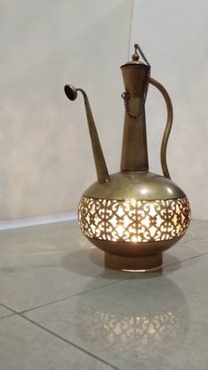 Vandana Collection Vintage Moroccan Table Lamps T Light Holder, Brass Colored Metal Cutwork Design Iron 2 - Cup Tealight Holder