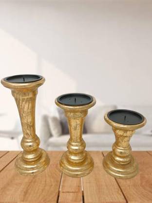 Neha wooden handicraft Wooden 3 - Cup Candle Holder Set