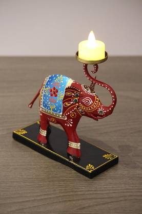 Mehra Industries Metal Elephant Tealight Stand - Perfect for Pooja Room and Table Decor Brass 1 - Cup Tealight Holder