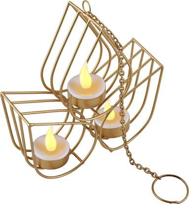 Extreme Karigari Hanging Tea Light Candle Holder 3 Votive Aluminium Tealight Holder