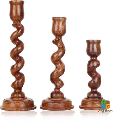 Craft Cooper Wooden Candle Holder Set (Brown, Pack of 3) Wooden 3 - Cup Candle Holder Set