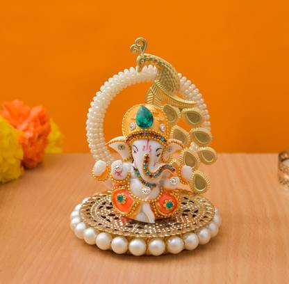 UNIQUE ART Diwali Diya with Ganesha Round Tealight Candle Holder Diwali Decoration Brass 1 - Cup Tealight Holder Set