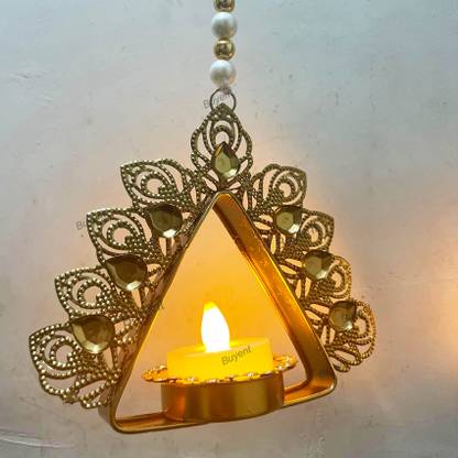 Buyent Enterprises hanging tealight holder with chain tea light candle holder for diwali decoration Copper 1 - Cup Candle Holder Set