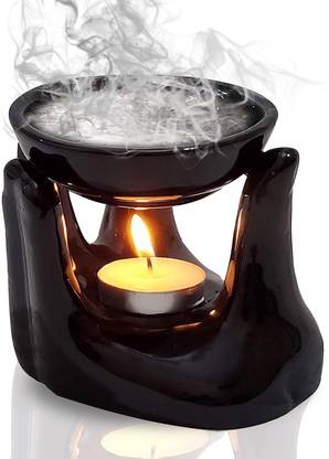 ANI DIVINE Premium Ceramic Hand Type Aroma Diffuser Oil Burner with 1 Tea Light Candle Ceramic 1 - Cup Tealight Holder