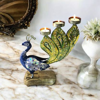 Navkar Handicraft Handcrafted Peacock Candle Holder Iron 1 - Cup Candle Holder