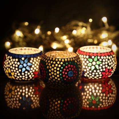 Flipkart SmartBuy Handmade Mosaic Glass Tealight Holder Set