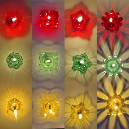 NCMART Plastic Diva/Diwali Diya/Oil Lamps for Pooja/Puja (Multicolor) Set of 12 Plastic Tealight Holder Set