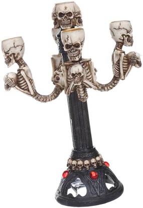 Lyla Skull Candelabra Halloween Decorative Lamp Table Centrepiece /5-arm Candle Stick Resin Candle Holder