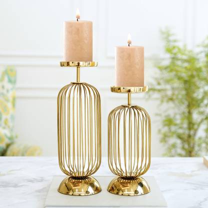 BEHOMA Candle Stand Golden Iron Candle Holder