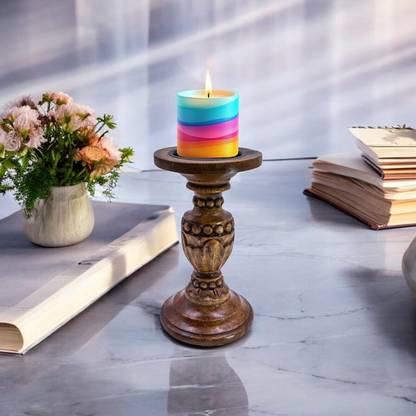 The Urban Store Decorative & Handcarved Table Top Wooden Candle Holder