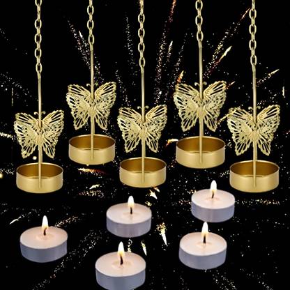 WESTON CHOICE 5 Butterfly Hanging Tealight Candle Holder for Home Decor, Diwali Gifting Item Iron 1 - Cup Tealight Holder