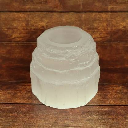 Crystu Natural Selenite Crystal Step Candle Holder Crystal Candle Holder