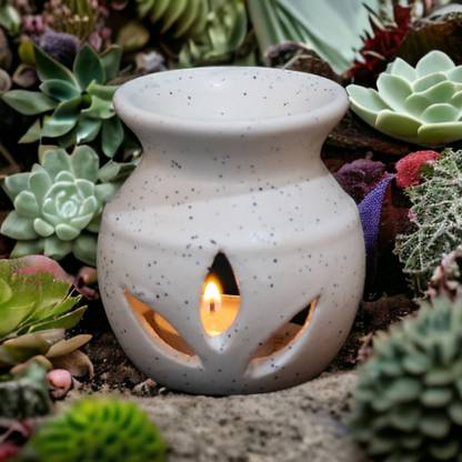 GLOBAL AROMA 3 Leaf's Ceramic Clay Oil Burner Aroma Diffuser Ceramic 1 - Cup Tealight Holder