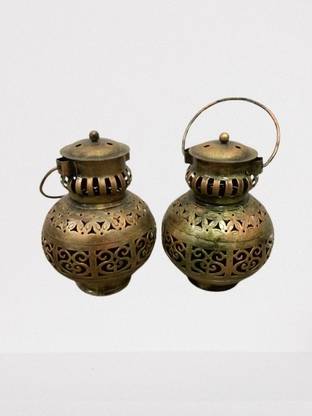 Maboleesham Metal Tealight Candle Holder | Diya Candle Holder for Home Decor | Iron 2 - Cup Tealight Holder Set