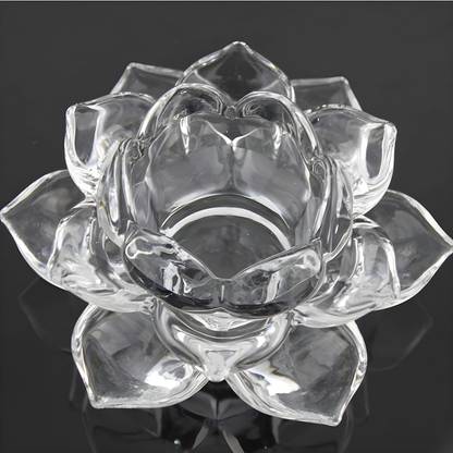 Bellveen Fancy Crystal Glass Lotus Candle Holder Glass Candle Holder