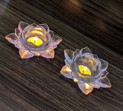 epoxy fusion Resin Candle Holders, Resin Tealight Holders, Resin Holders (Pink) Material- Resin 2 - Cup Tealight Holder Set