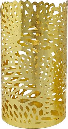 Extreme Karigari Pillar Candle Holder | Table Top Décor | Gold Plated Mirror shine polished | Medium Aluminium 1 - Cup Tealight Holder Set