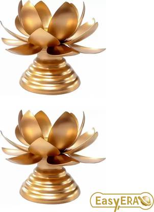 Easyera Iron Lotus Stand Tealight Candle Holder with Unique and Elegant Design Décor Iron 2 - Cup Candle Holder