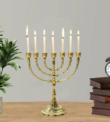 Dsh Brass Menorah Candle Holder Table Centerpiece 7 Candle Holder for Home Decor. Brass Candle Holder