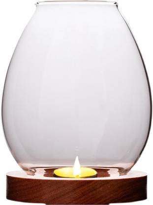 Lyla Round Hollow Glass Candle Holders Tealight Candlesticks Home Office Decor Clear Glass Candle Holder