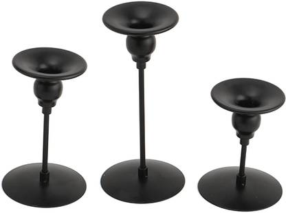 Lyla 3Pcs Metal Candle Holders Black Candlestick Holders Multiple Application Iron Candle Holder