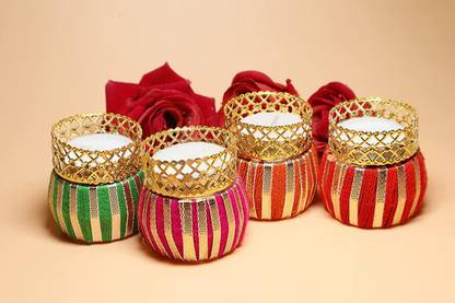 PRIYA TELECOM Cotton 4 - Cup Tealight Holder Set
