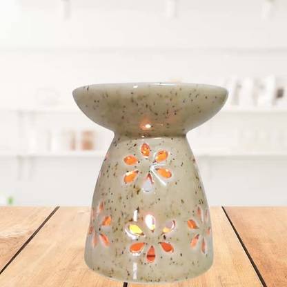 Gratus Naturals Long Neck Multiple Flower Tealight Ceramic Aroma Oil Diffuser (Capacity - 120ml) Ceramic Tealight Holder
