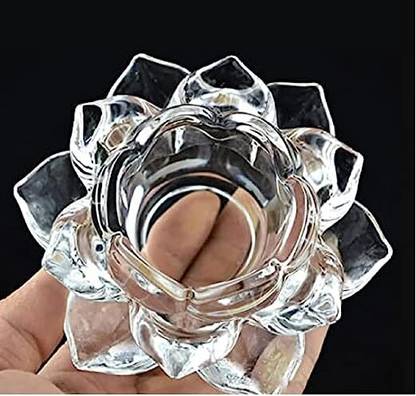 Bellveen Crystal Glass Lotus Flower Tea Light Candle Holder, Glass tealight Candle Earthenware 1 - Cup Candle Holder