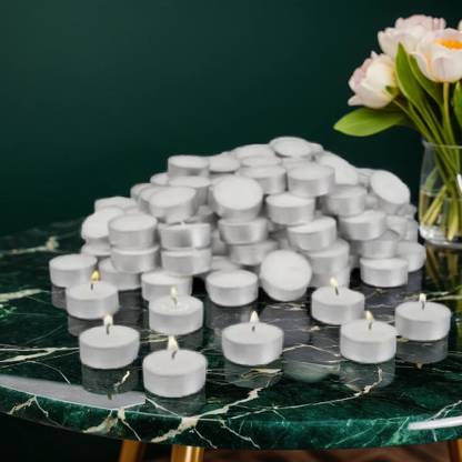 Crinikle Tealight candles 100pcs for home decor Candle (White, Pack of 100) Candle