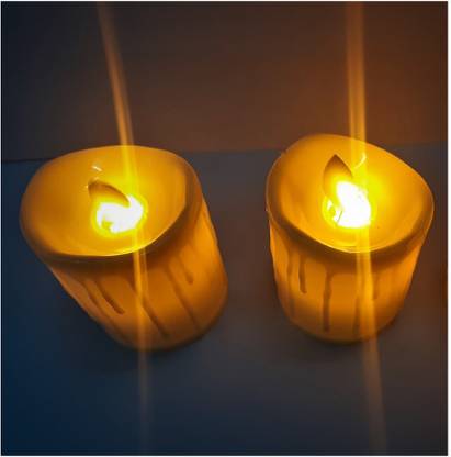 AFTERSTITCH 2 Big Led dancing Flame Flickering candles tea Lights for dinner and home decoration ( Pack of 2 ) ( Batteries Included) Candle
