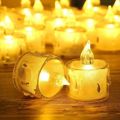 True Décor Flameless & Smokeless Transparent Acrylic Led Tea Light Candle Candle