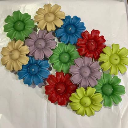 Neeaan Candles Handmade Paraffin Wax Multicolored Floating Flower Candle
