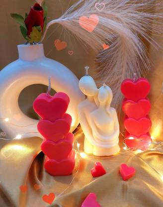 The ESSENZA Romantic Heart and Couple Designer Candle Set for Valentine's Day - Set of 3 Candle
