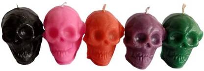 NAC Skull Skeleton Head Candle Multi Color (Pack of 5)_5 colours Candle